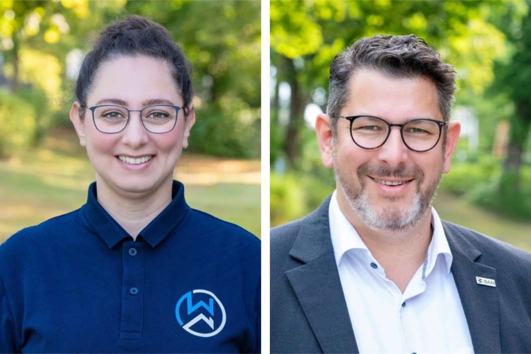 Fatma Nur Akyel vom BAM Start-up WeldNova und Korrosionsexperte Gino Ebell. Fatma Nur Akyel vom BAM Start-up WeldNova und Korrosionsexperte Gino Ebell.