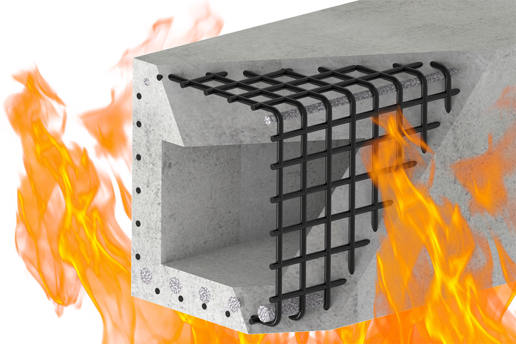 3D-Modell eines tragenden Bauelements aus textilbewehrtem Beton, das im Projekt entwickelt und hinsichtlich seines Feuerwiderstands geprüft wird. 3D-Modell eines tragenden Bauelements aus textilbewehrtem Beton, das im Projekt entwickelt und hinsichtlich seines Feuerwiderstands geprüft wird.