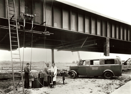 X-ray inspection of a  steel bridge X-ray inspection of a  steel bridge