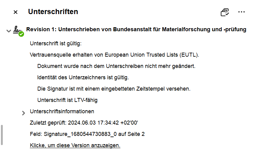 Digitales Siegel Digitales Siegel der BAM