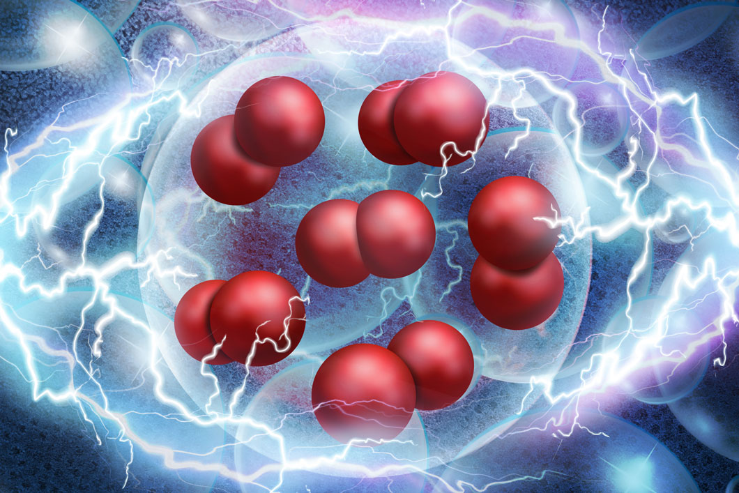 Nano-Materialien (im Hintergrund) kommen bei der Katalyse von Wasserstoff zum Einsatz
