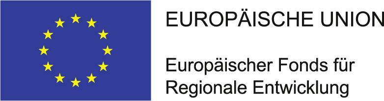 Europäischer Fonds für Regionale Entwicklung Europäische Fahne mit Schriftzug des europäischen Fonds für regionale Enttwicklung