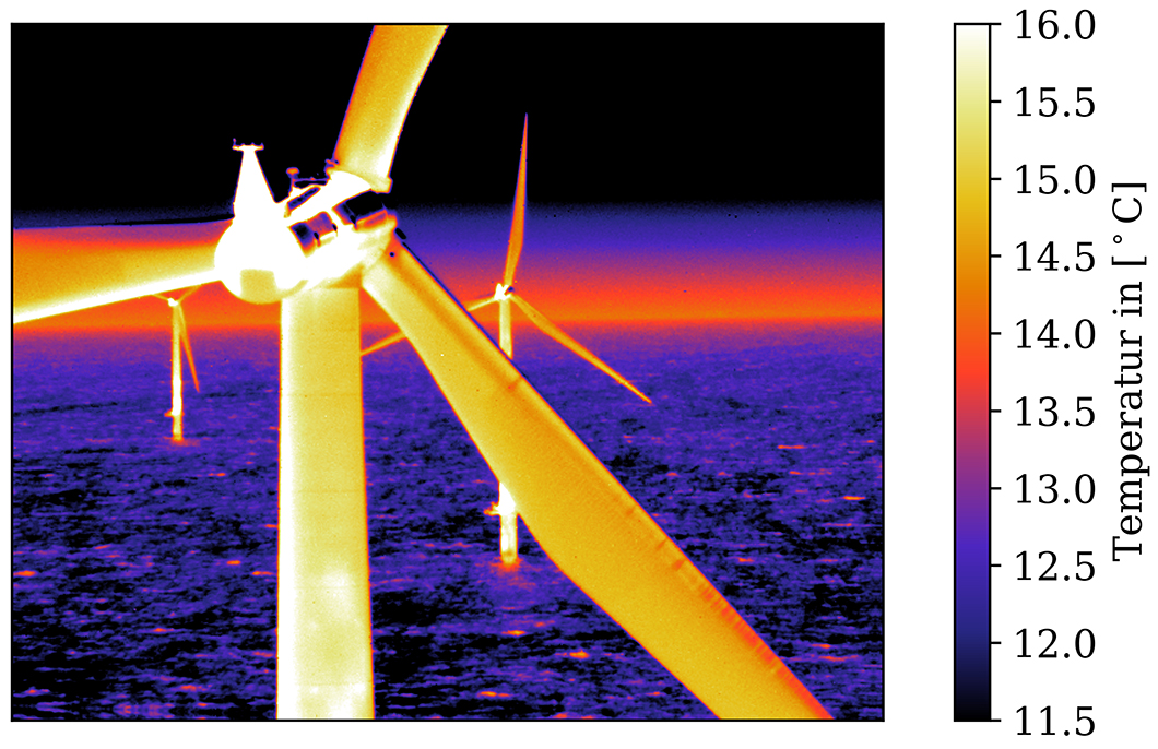 Thermographic image of a wind turbine Thermographic image of a wind turbine
