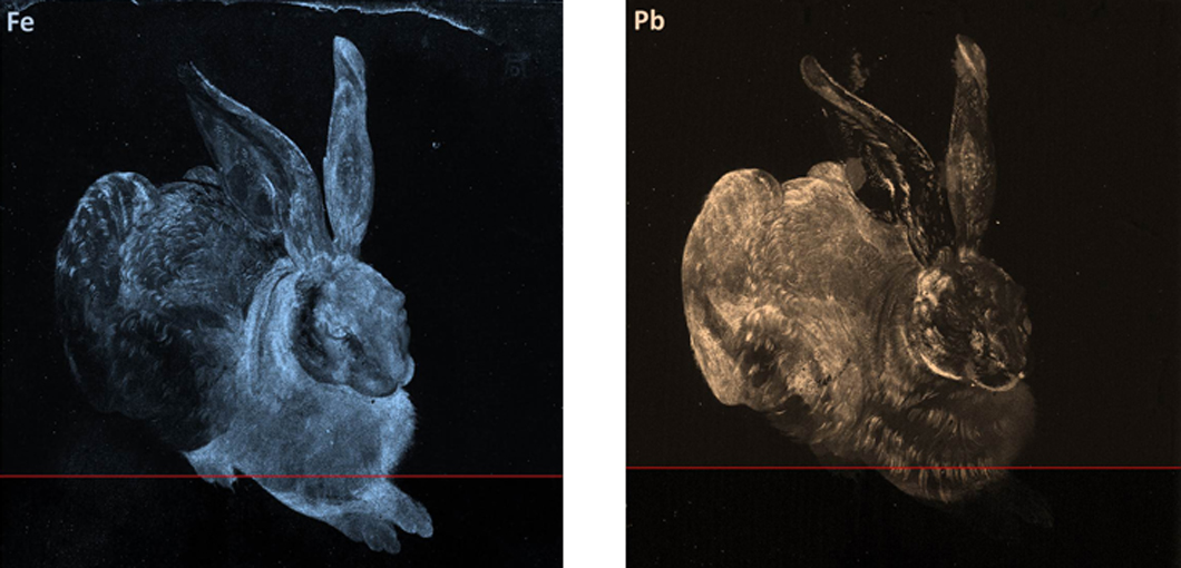 Elementverteilungsbilder von Eisen (Fe) und Blei (Pb)