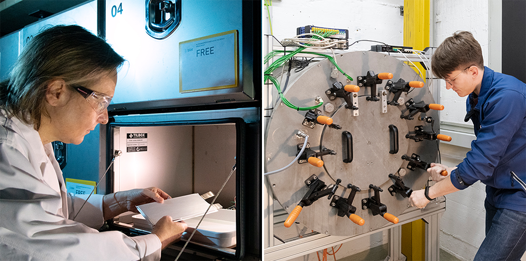 Testing lithium-ion batteries  in BAM's battery test centre 