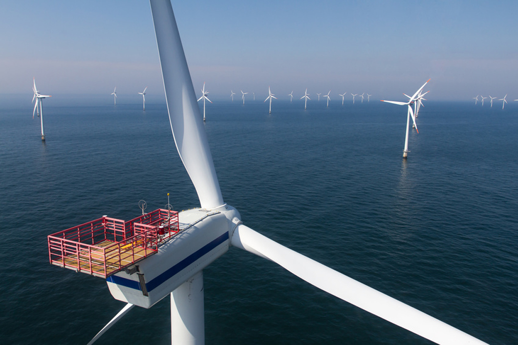 A wind farm in the open seas
