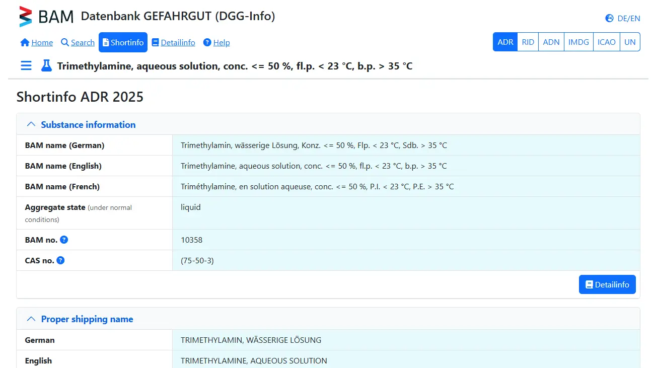 Screenshot of Shortinfo in DGG-Info