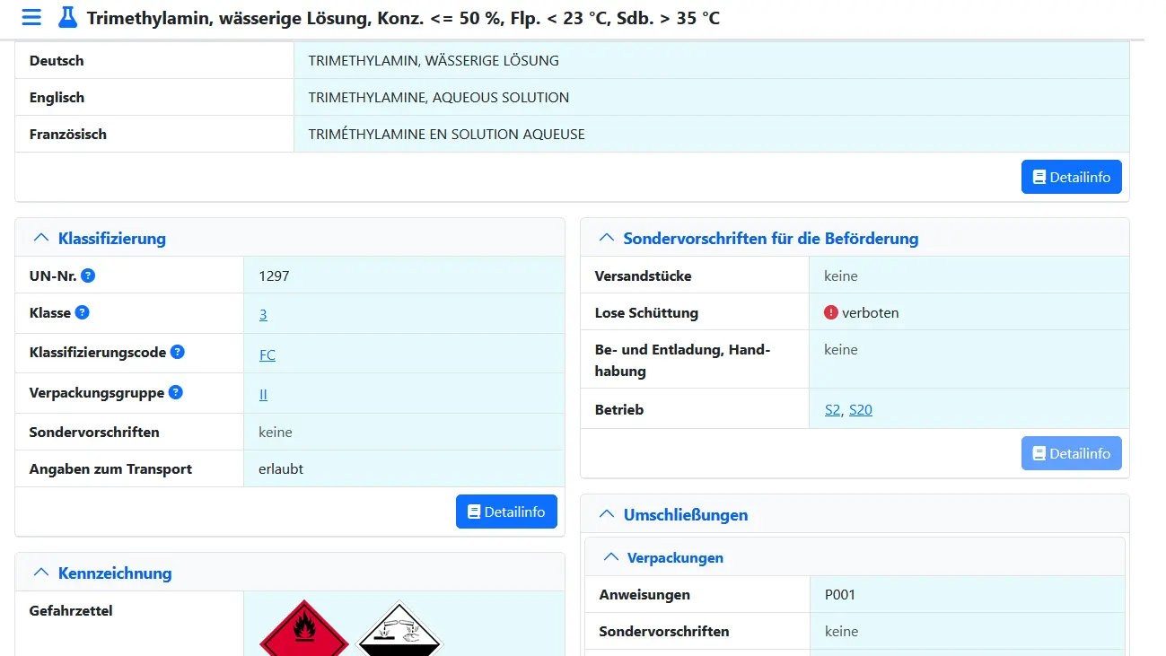 Screenshot der Kurzinfo aus der DGG-Info