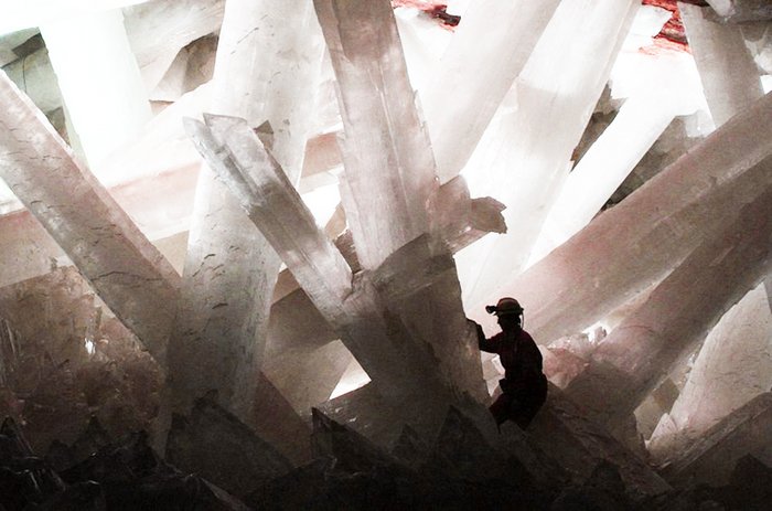 Anhydrite crystals in the Naica mine, Mexico