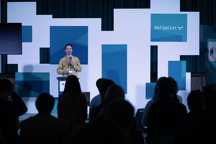 Robert Tannenberg (BAM) beim Pitch des Transferprojekts Kapri auf der DATIpilot Roadshow des BMBF. 