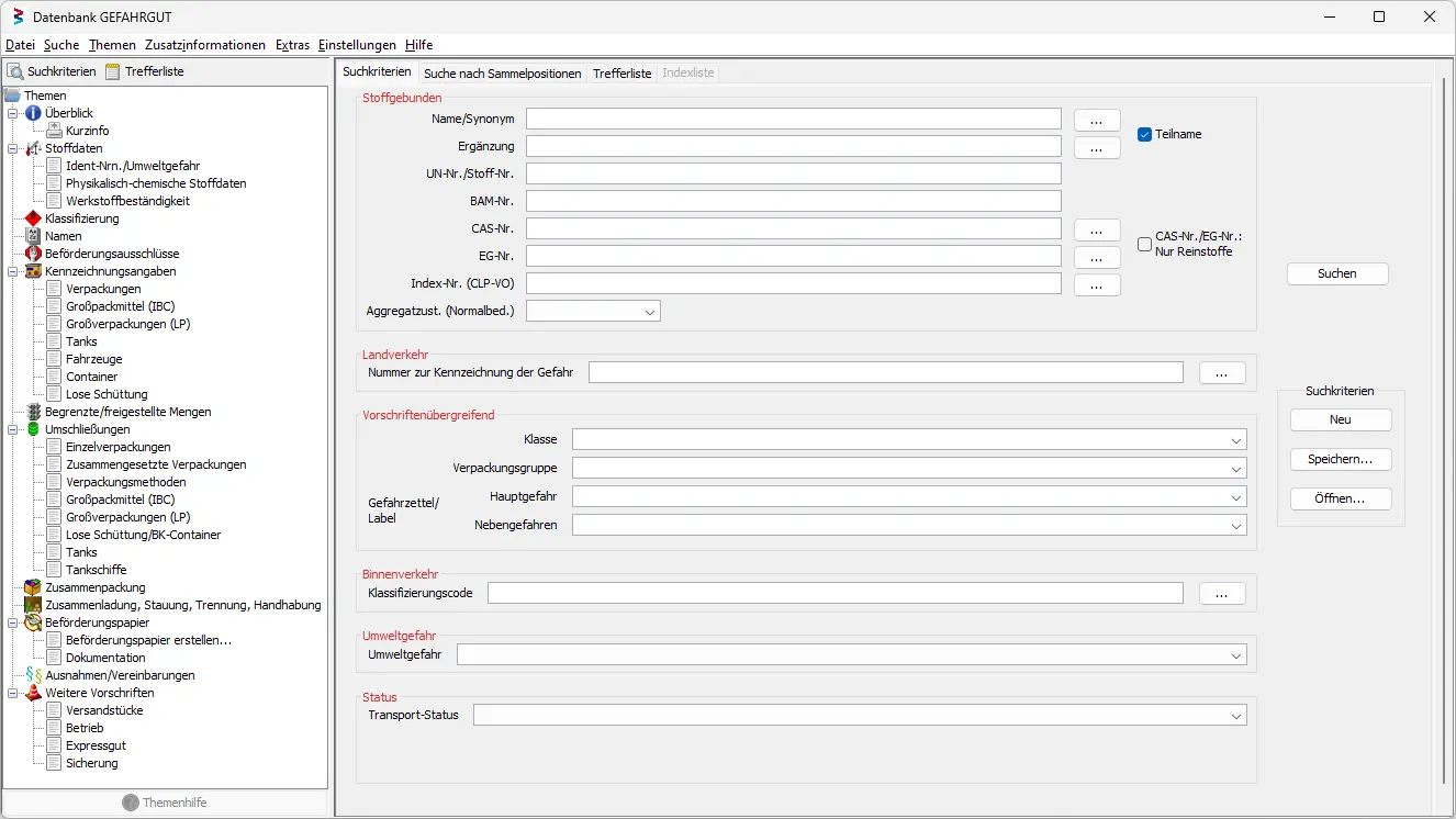Screenshot from the non-radioactive materials research theme searching