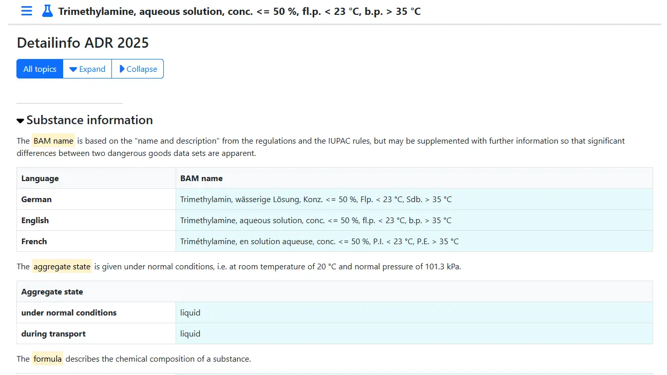 Screenshot of Detailinfo Names in DGG-Info