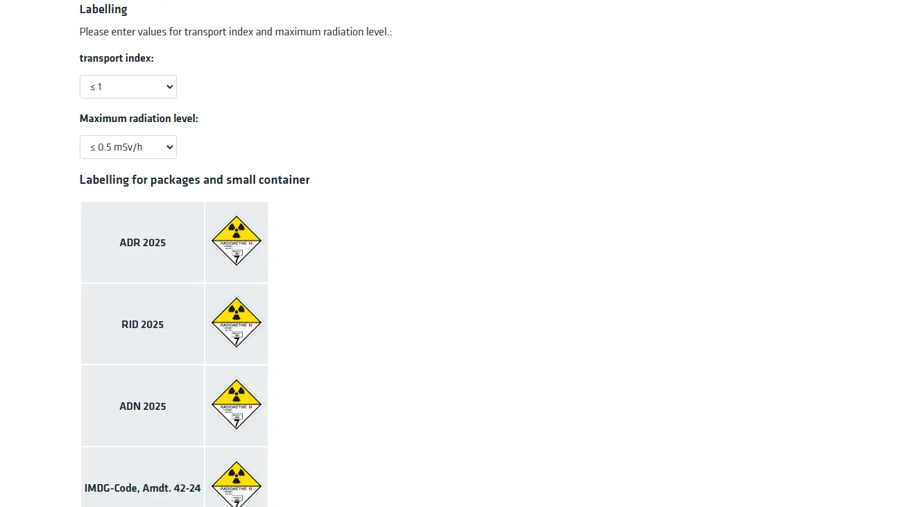 Sreenshot from the Radioactive Materials Module theme labelling