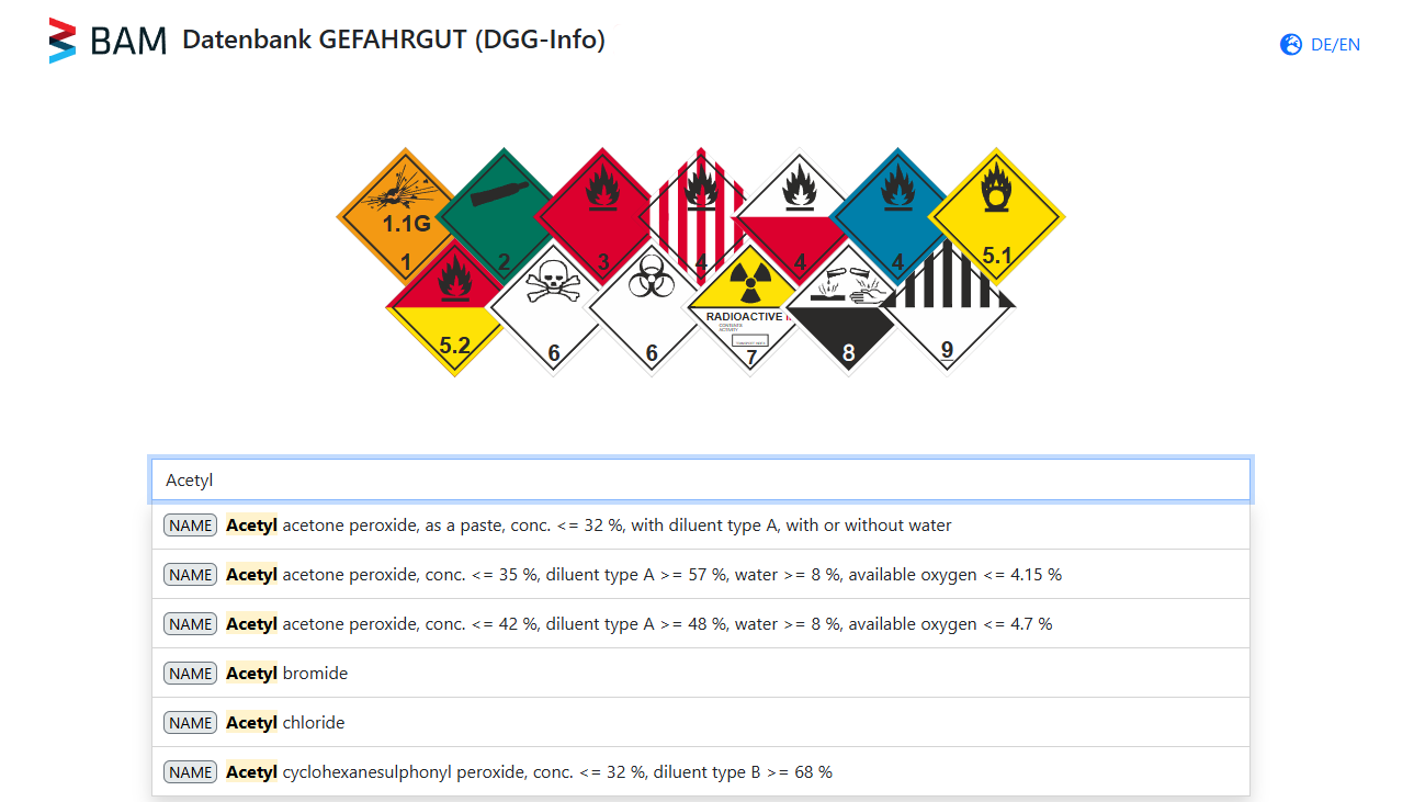 Screenshot of Simple search in DGG-Info Tile preview