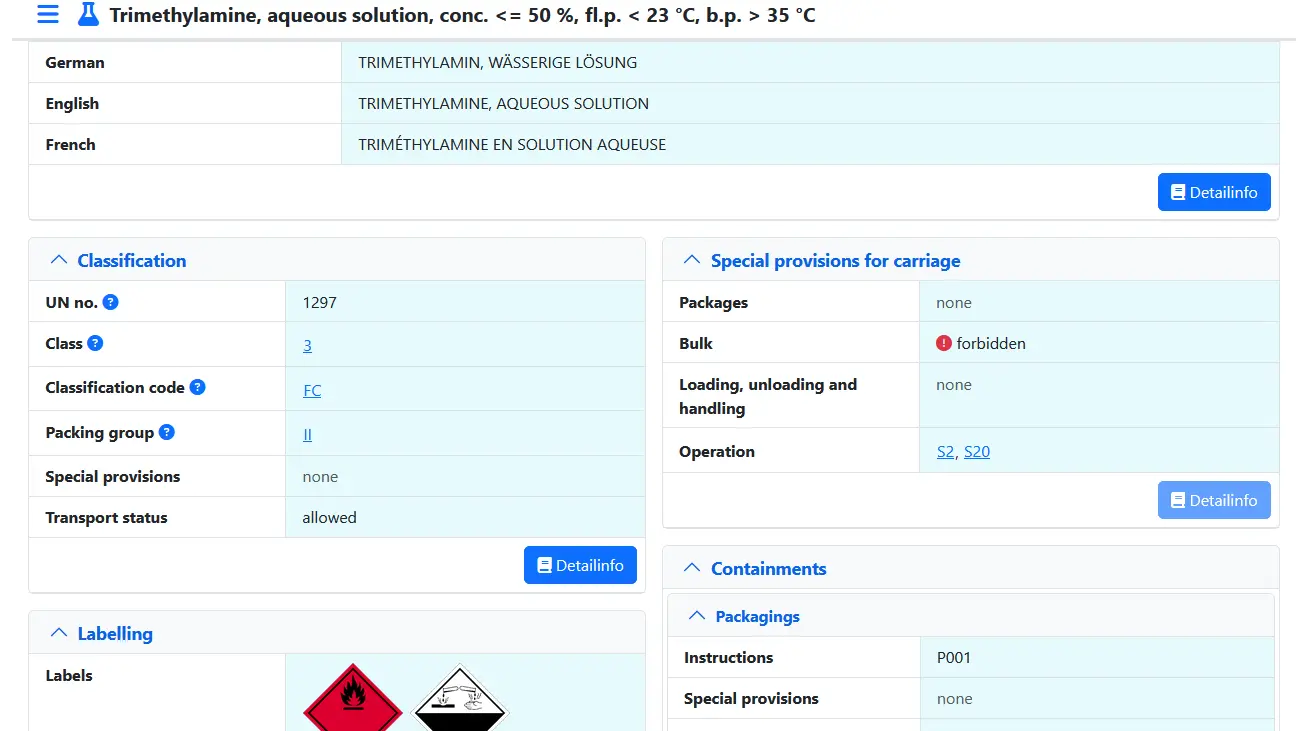 Screenshot of Shortinfo in DGG-Info