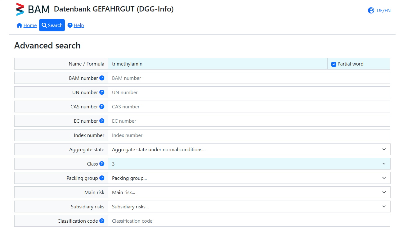 Screenshot of Advanced search in DGG-Info Tile preview