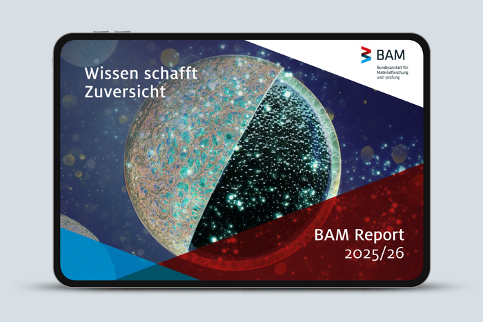 Cover des BAM-Reports 2026: Wissen schafft Zuversicht: Neuer BAM Report zeigt Forschung für sichere Zukunftstechnologien