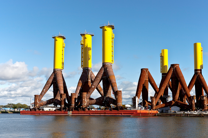Wind towers in the harbour