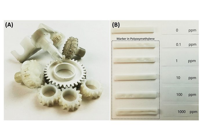 (A) Plastic waste made from polyoxymethylene (POM), which is used for various technical components due to its mechanical strength.