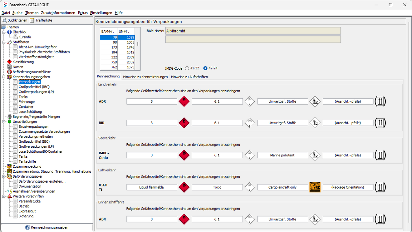 Screenshot from the non-radioactive materials research theme labelling for packagings Tile preview