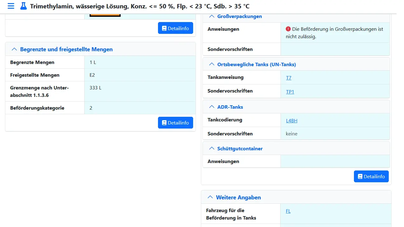 Screenshot der Kurzinfo aus der DGG-Info