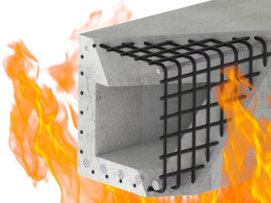 3D-Modell eines tragenden Bauelements aus textilbewehrtem Beton, das im Projekt entwickelt und hinsichtlich seines Feuerwiderstands gepr&uuml;ft wird.